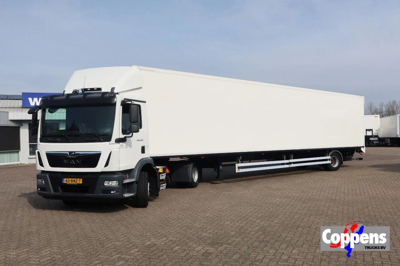 MAN TGM 15.290 Trekker + Heiwo city trailer geïsoleerd + Dhollandia 2000 KG klep leasen