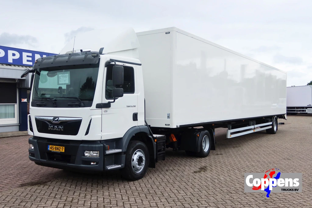 MAN TGM 15.290 Trekker + Heiwo city trailer geisoleerd + klep DHollandia 2000kg leasen