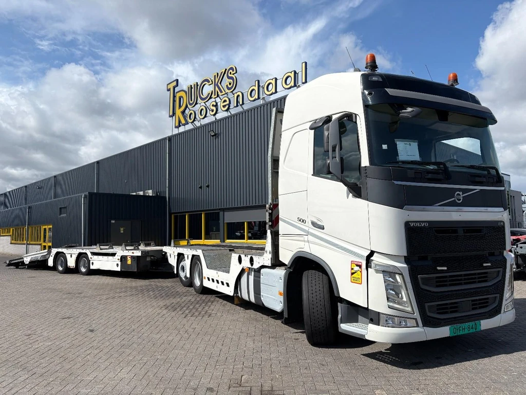 Volvo FH 500 + HYDRAULISCHE PLATEAUS + LIER + REMOTE + 6X2 + STUURAS + EURO 6 + AANHANGER TR1980 leasen